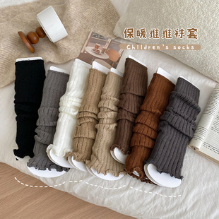 儿童袜套秋冬季韩版女童针织，小腿套加厚保暖女孩，宝宝复古风堆堆袜