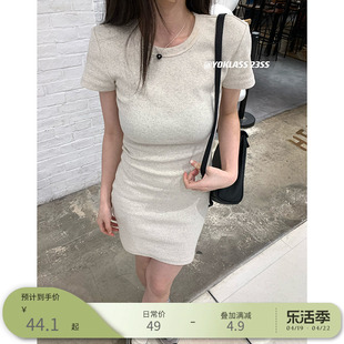 王少女的店白色方领连衣裙2024年夏季小个子法式气质包臀裙子