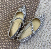 2024女士珍珠水钻，平底单鞋婚宴平跟平底尖头单鞋舒适春夏女鞋