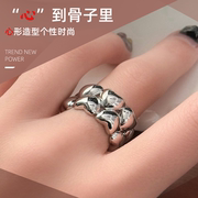 爱心韩国情侣心形宽版戒指女时尚个性轻奢小众设计ins风手饰ring