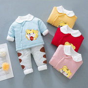 婴儿薄棉衣套装秋冬装，纯棉男女宝宝，棉袄两件套新生儿衣服夹棉保暖