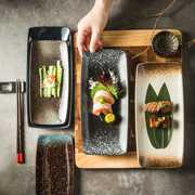 寿司盘子长方形料理菜式长条盘西点西餐盘创意日式菜盘饭盘陶瓷盘