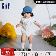 Gap婴儿2024夏季纯棉舒适亲肤短袖连体衣儿童装包屁衣890357