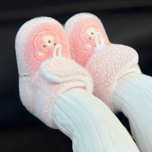 秋冬加厚新生婴儿鞋子宝宝软底学步鞋保暖3-6-12个月防掉加绒棉靴