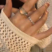 店主超！个性月光石戒指女设计小众轻奢可调节食指戒时尚指环