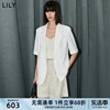 lily2024夏女装(夏女装)气质，都市通勤款复古双排扣五分袖轻薄西装外套