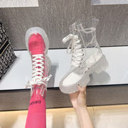 网红同款雨鞋女士夏时尚(夏时尚，)款外穿水晶果冻，透明鞋厚底防水鞋水靴雨靴