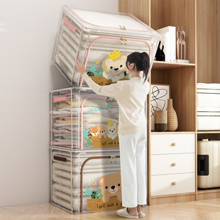 衣服收纳箱家用布艺衣柜，衣物整理盒折叠大号，透明筐袋储物箱子神器