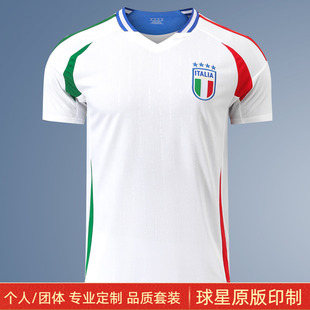 23-24欧洲杯意大利国家队，客场球衣基耶利尼博努奇足球服定制队服