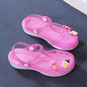 女童水晶果冻凉鞋夏季沙滩洞洞，鞋儿童外穿夏款包头女孩凉拖鞋两用