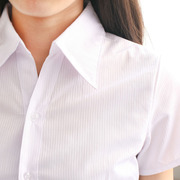春夏女士白衬衫条纹短袖，大码职业装工服收腰商务，衬衣ol长袖