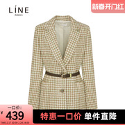 line女装韩国商场，同款秋季系带千鸟格，西装夹克外套awjkla0100