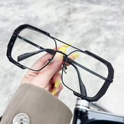 韩版ins素颜眼镜潮大框多边形复古男款平光镜，女圆脸近视镜眼镜框