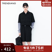trendiano夏季男装时尚美式潮流，工装连体中裤休闲短裤