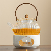 蜡烛煮茶炉套装玻璃花茶壶公道杯加热炉保温底座温茶器烤茶温茶炉