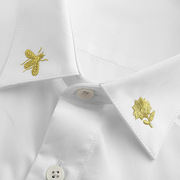 欧美男装领子小蜜蜂玫瑰刺绣，长袖衬衫门襟，织带高端商务休闲衬衣潮