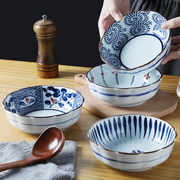 复古陶瓷手绘沙拉碗家用创意个性小汤碗日式风格釉下彩餐具套装