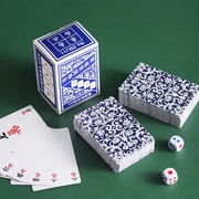 纸麻将纸牌扑克麻将牌，家用便携精美迷你加厚耐磨麻将纸牌2个色子