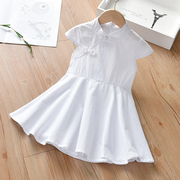 女童连衣裙儿童小白裙，2021长裙夏季童装古装，白色裙子女宝宝公主裙