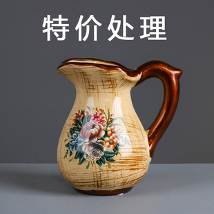 欧式花瓶陶瓷创意摆件陶罐青花瓷现代简约瓷器落地大粗陶花瓶花器