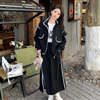 黑色运动卫衣套装女春秋2024韩版设计感撞色半身裙休闲两件套