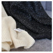 欧美纯色山羊绒针织进口金丝点缀简约时尚欧范青年黑色围巾小披肩