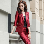 小西装外套女2024春秋，韩版红色西服，面试正装ol工作服职业套装