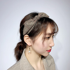韩国东大门复古甜美英伦风千鸟格子兔耳朵蝴蝶结头箍发箍发卡