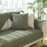 墨绿色米色灰色亚麻中式实木沙发垫布艺四季棉麻木沙发套罩巾
