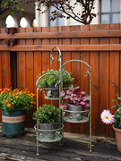 铁艺花盆花架三层折叠银杏叶，多层立架角架，花园庭院阳台装饰抬高盆