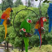 创意花园仿真鹦鹉小鸟动物装饰工艺品挂件庭院户外树脂吊摆件