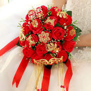 新娘仿真玫瑰手捧花结婚花球，婚纱照拍摄道具婚礼花束婚庆用品