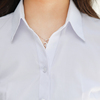 白色衬衫斜纹短袖女士，v领收腰棉韩版夏季浅蓝工装半袖面试上班