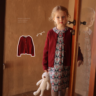 女童山羊绒混纺气质新年针织开衫，允儿妈女童秋冬洋气，毛衣外套潮