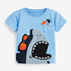 男童蓝色鲨鱼纯棉短袖T恤宝宝夏装半袖上衣儿童装打底体恤衫2-8岁