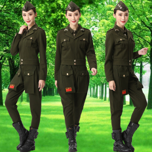 水兵舞迷彩服套装两件套广场舞蹈演出服军绿女2024春秋哈伦裤