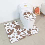 现代简约风格奶牛纹马桶，卫浴三件套组合地毯卫生间防滑家用地