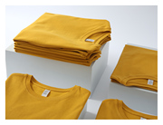 夏季重磅275克纯色姜黄色亮黄色全棉纯棉圆领短袖T恤男女青年流行