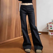 黑色微喇叭裤女长裤春秋款，2024高级感低腰，显瘦垂感休闲西装裤