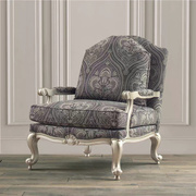美式轻奢实木单人沙发，椅香槟金客厅，伊森艾伦休闲老虎椅高背椅