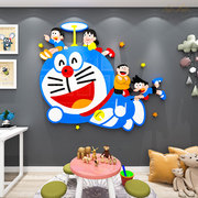 卡通创意机器猫背景墙贴纸亚克力3d立体儿童房卧室装饰墙贴画自粘