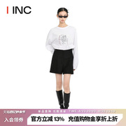 ETHOR 设计师品牌 IINC 24SS黑色高腰休闲短裤下装女