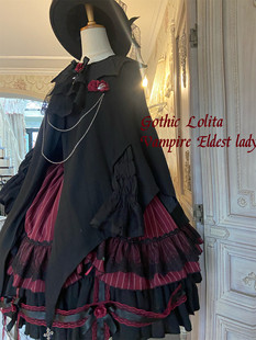 逗酱原创lolita哥特吸血鬼大小姐，万圣节优雅玫瑰花囚笼毛呢连衣裙