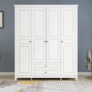 乡村美式衣柜实木现代简约白色，四门大衣橱卧室三门五门收纳储物柜