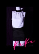 keke彩色糖果系列ol露背上衣性感紧身包臀裙两件套