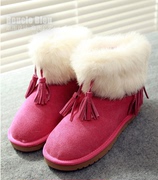 雪地靴低筒磨砂皮女棉鞋冬季舒适保暖牛筋底防滑休闲百搭女鞋