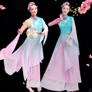 古典舞演出服女飘逸桃花表演服中国舞舞蹈服扇子舞服装套装