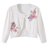 春季短外套针织开衫女短款外搭立体花朵白色，一粒扣针织外披上衣女