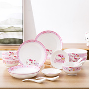 hellokitty陶瓷餐具套装家用碗盘，组合可爱儿童专用碗高颜值女盘子