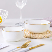 金边骨瓷家用韩式碗景德镇陶瓷餐具面碗单个4.5英寸白瓷饭碗汤碗
